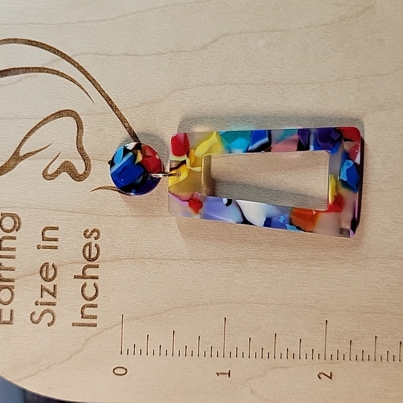 Rainbow Kaleidescope Drop Earrings, S925 - Picture 2 of 5